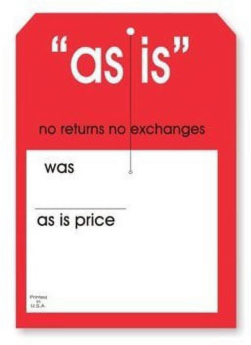 Linton Labels As Is - Was Large Merchandise Tag W 3.25 inch Slit, 5 inch x 7 inch Cardstock 12 Pt., Red and White, 2 Clip Corners - Pack of 250 Tags